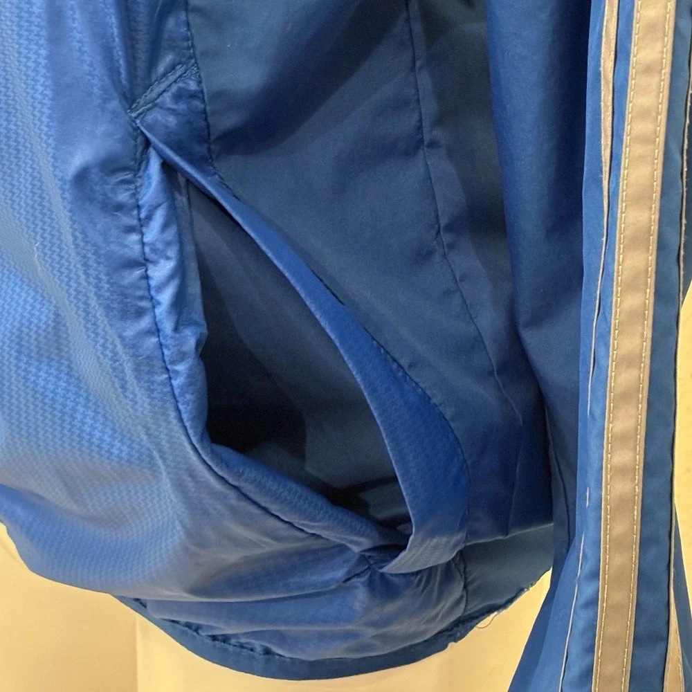 Adidas Y2K Blue Silver Hooded‎ Lightweight Windbreaker Mens S Running Training
